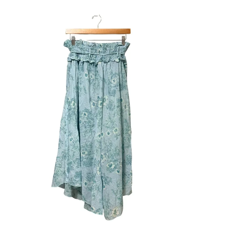 Intimately Free People Blue Floral Smocked Wide Leg Gauze Pants Medium